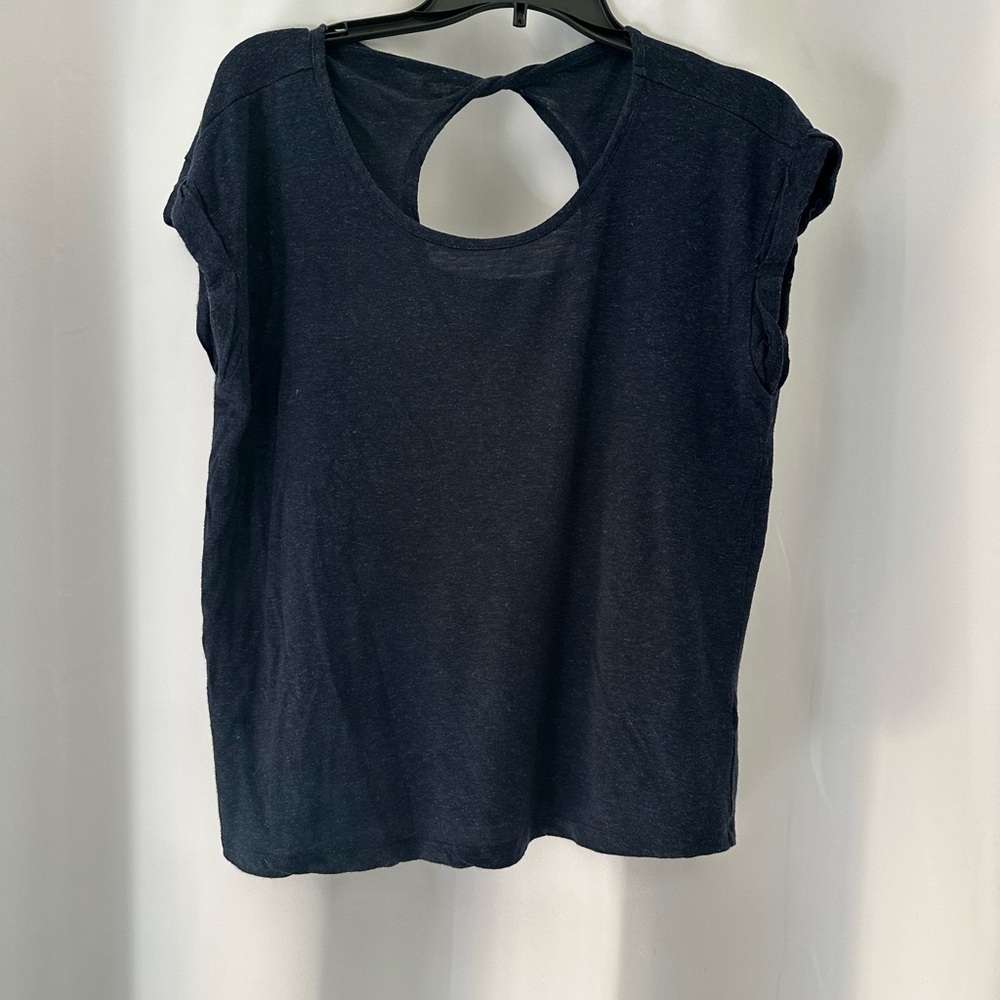 Democracy Navy Blue Women's Top with Keyhole twisted Back